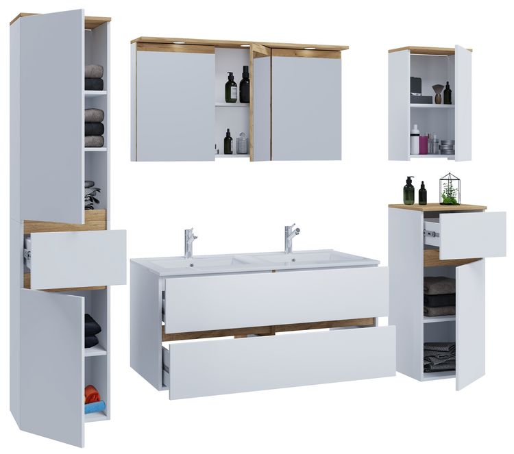 Produktbild: 6 tlg. Badm&ouml;bel-Set mit Waschbecken Cosila-I 111cm