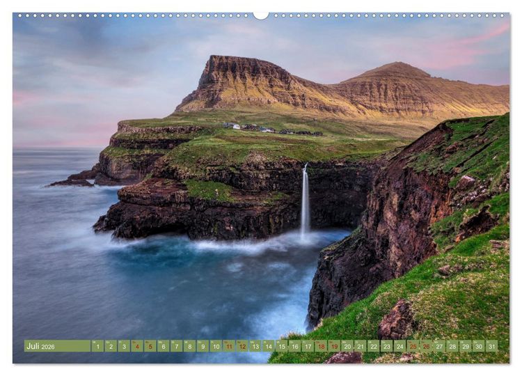 Produktbild: F&auml;r&ouml;er Inseln - Wo Schafe tanzen und die Natur im Winde fliegt (hochwertiger Premium Wandkalender 2026 DIN A2 quer), Kunstdruck in Hochglanz
