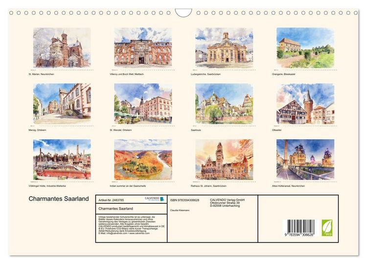 Produktbild: Charmantes Saarland (Wandkalender 2027 DIN A3 quer), CALVENDO Monatskalender
