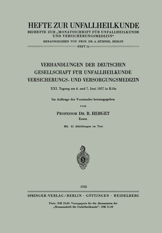 Produktbild: Verhandlungen der Deutschen Gesellschaft f&uuml;r Unfallheilkunde, Versicherungs- und Versorgungsmedizin
