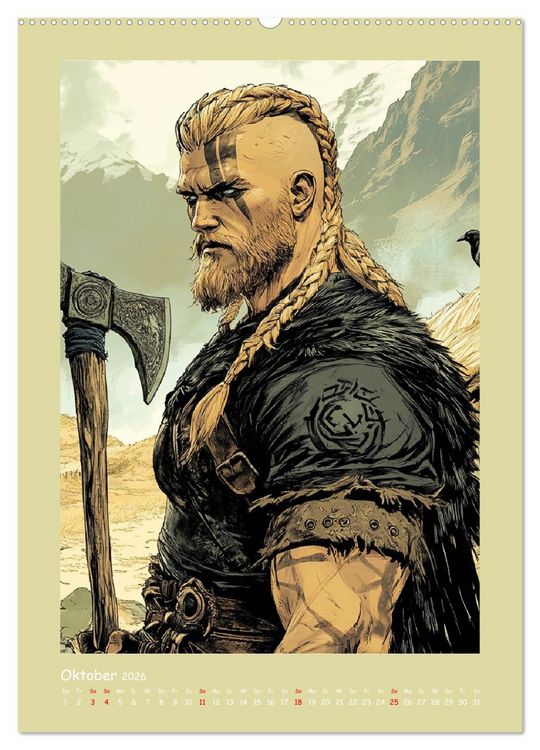 Produktbild: Wikinger Comics. Nordische Fantasy-Helden (hochwertiger Premium Wandkalender 2026 DIN A2 hoch), Kunstdruck in Hochglanz