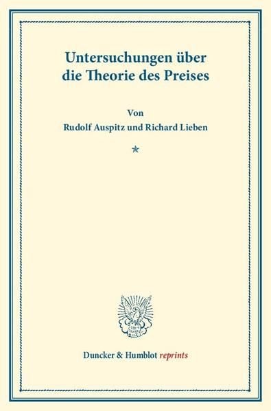 Produktbild: Untersuchungen &uuml;ber die Theorie des Preises.