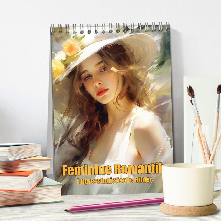Produktbild: Feminine Romantik &ndash; Impressionistische Bilder (Tischkalender 2026 DIN A5 hoch), CALVENDO Monatskalender