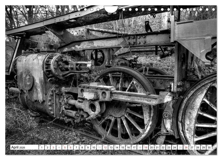 Produktbild: Unter Dampf - Eisenbahnromantik in schwarz-wei&szlig; (Wandkalender 2026 DIN A4 quer), CALVENDO Monatskalender