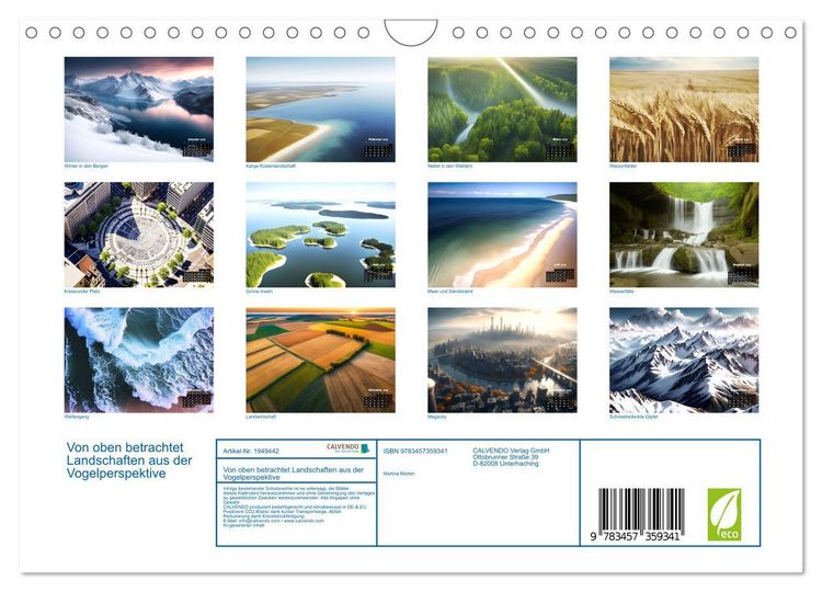 Produktbild: Von oben betrachtet Landschaften aus der Vogelperspektive (Wandkalender 2026 DIN A4 quer), CALVENDO Monatskalender
