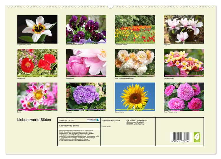 Produktbild: Liebenswerte Bl&uuml;ten (Wandkalender 2026 DIN A2 quer), CALVENDO Monatskalender