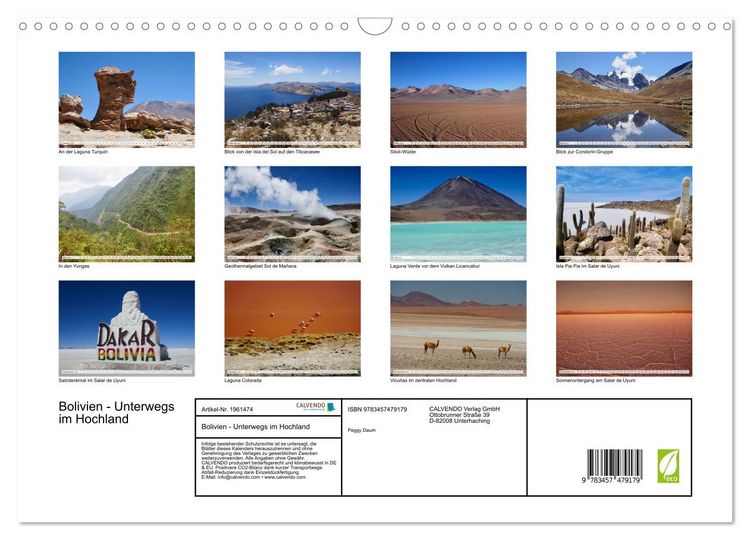Produktbild: Bolivien - Unterwegs im Hochland (Wandkalender 2026 DIN A3 quer), CALVENDO Monatskalender