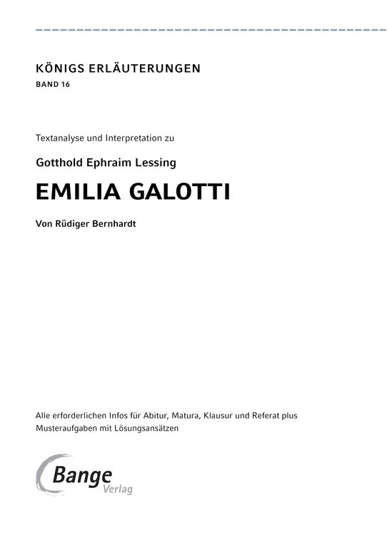 Produktbild: Emilia Galotti von Gotthold Ephraim Lessing