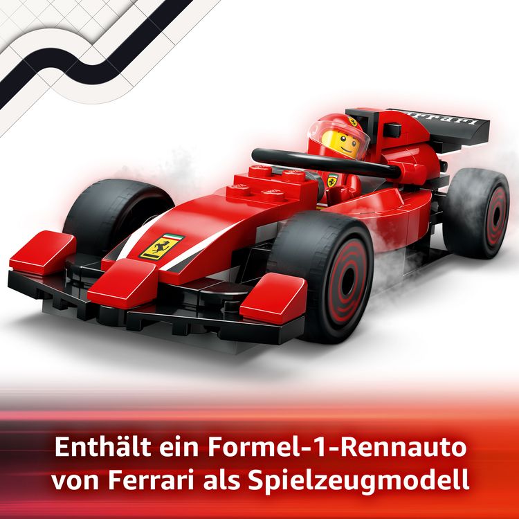 Produktbild: LEGO City F1 Boxenstopp mit Boxencrew und Ferrari Flitzer Bauset 60443