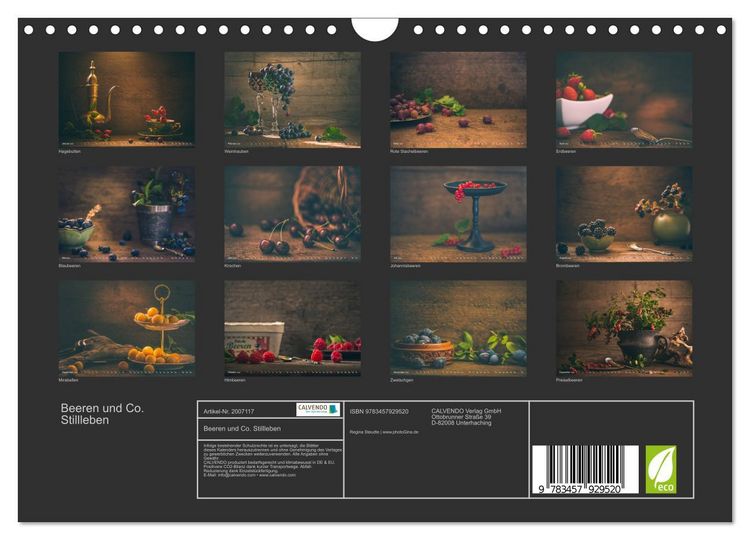 Produktbild: Beeren und Co. Stillleben (Wandkalender 2026 DIN A4 quer), CALVENDO Monatskalender