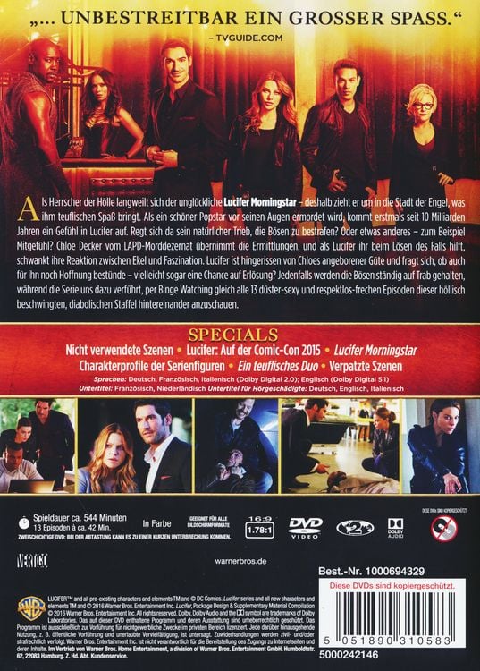Produktbild: Lucifer - Die komplette 1. Staffel [3 DVDs]
