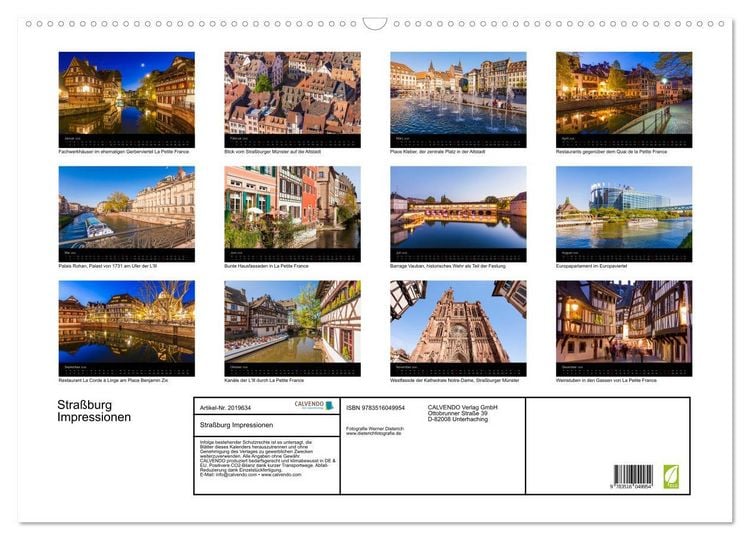 Produktbild: Stra&szlig;burg Impressionen (Wandkalender 2026 DIN A2 quer), CALVENDO Monatskalender