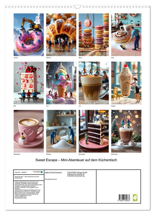 Produktbild: Sweet Escape &ndash; Mini-Abenteuer auf dem K&uuml;chentisch (Wandkalender 2026 DIN A2 hoch), CALVENDO Monatskalender
