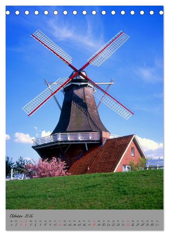 Produktbild: Windm&uuml;hlen in Norddeutschland (Tischkalender 2026 DIN A5 hoch), CALVENDO Monatskalender