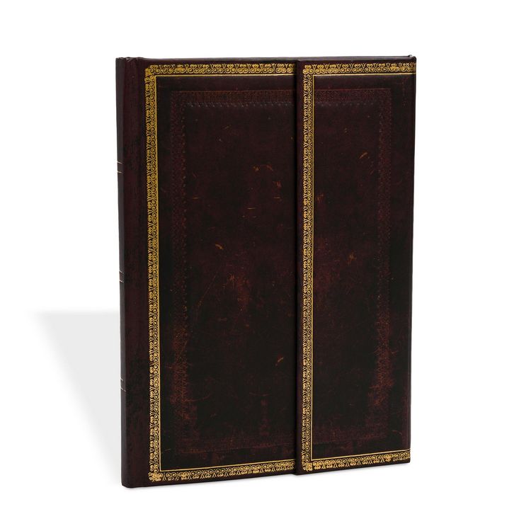 Produktbild: Hardcover Notizbuch Schwarzes Marokkoleder, Midi, Liniert