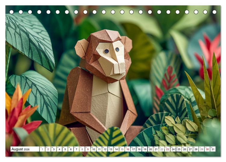 Produktbild: Origami Zoo - Bunter Tierkalender f&uuml;r Kinder und Familien (Tischkalender 2026 DIN A5 quer), CALVENDO Monatskalender
