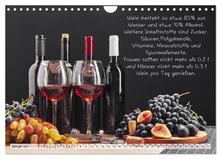 Produktbild: Wissenswertes &uuml;ber Wein (Wandkalender 2027 DIN A4 quer), CALVENDO Monatskalender