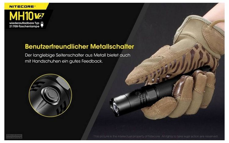 Produktbild: NiteCore MH10 V2 LED Taschenlampe akkubetrieben 1200lm 1500h 77.5g