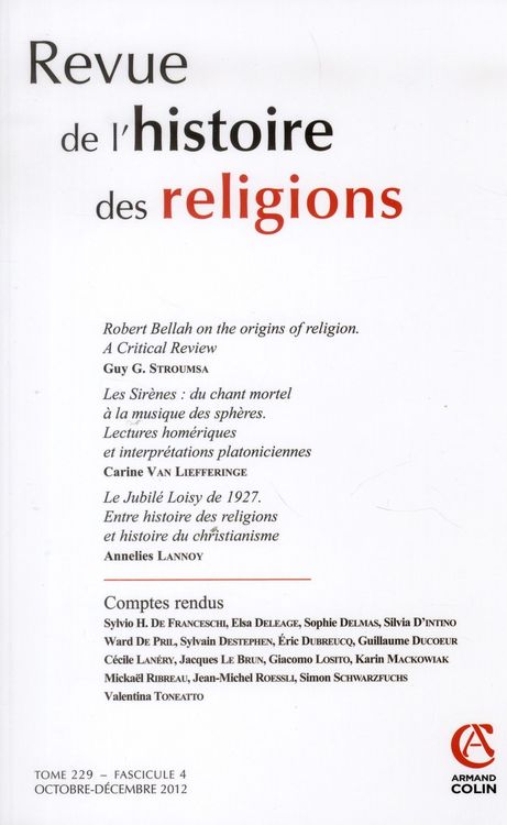 Produktbild: Revue De L'histoire des Religions T.229