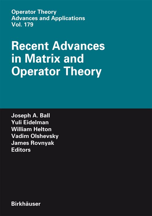 Produktbild: Recent Advances in Matrix and Operator Theory