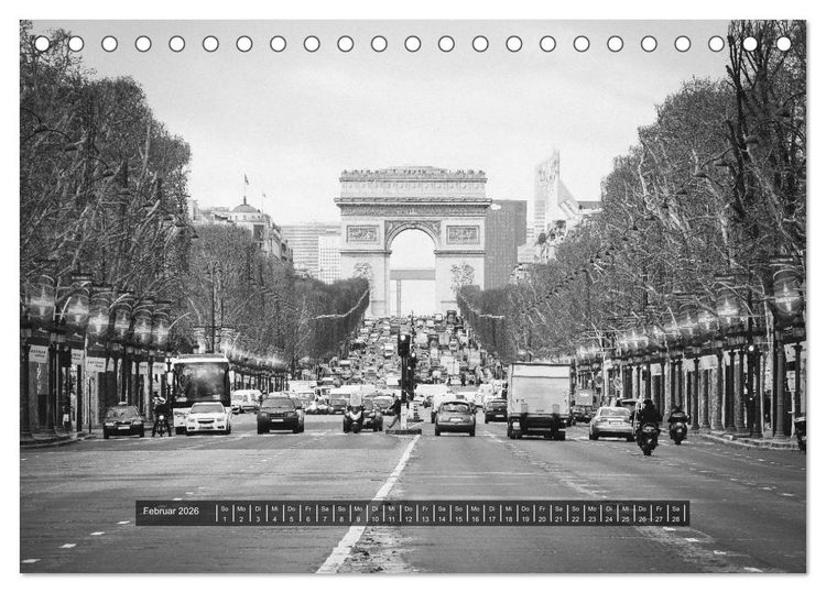 Produktbild: Paris - in schwarz und weiss (Tischkalender 2026 DIN A5 quer), CALVENDO Monatskalender