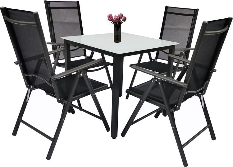 Produktbild: 5 tlg. Alu Gartenset Sitzgruppe Tisch St&uuml;hle 80 MA