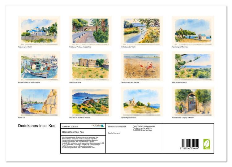 Produktbild: Dodekanes-Insel Kos (Wandkalender 2026 DIN A3 quer), CALVENDO Monatskalender