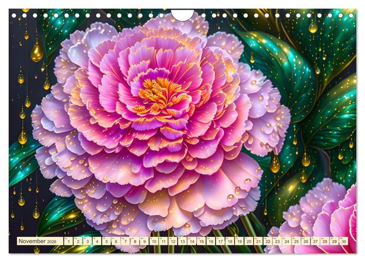 Produktbild: Lieblingsblumen mit goldenen Akzenten (Wandkalender 2026 DIN A4 quer), CALVENDO Monatskalender