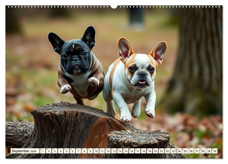 Produktbild: Frenchies in Spiellaune (hochwertiger Premium Wandkalender 2026 DIN A2 quer), Kunstdruck in Hochglanz