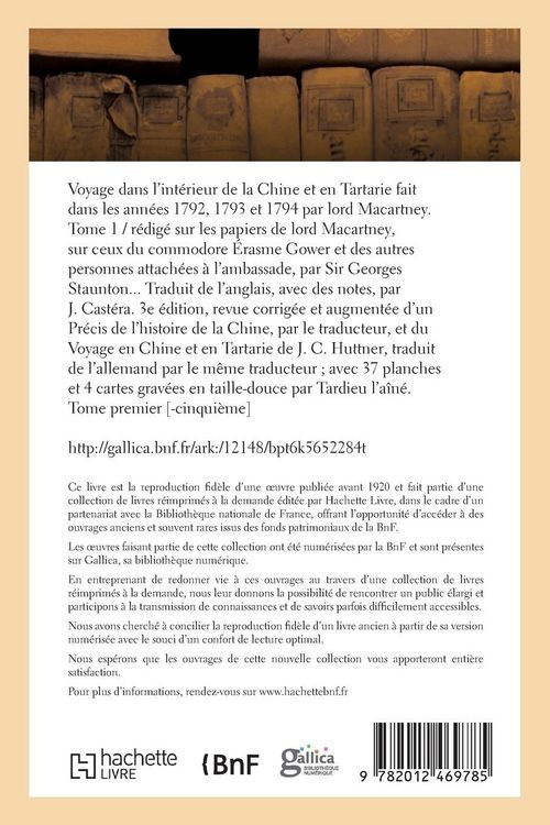 Produktbild: Voyage dans l'int&eacute;rieur de la Chine et en Tartarie fait dans les ann&eacute;es 1792, 1793 et 1794. Tome 1