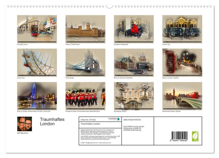 Produktbild: Traumhaftes London (hochwertiger Premium Wandkalender 2026 DIN A2 quer), Kunstdruck in Hochglanz