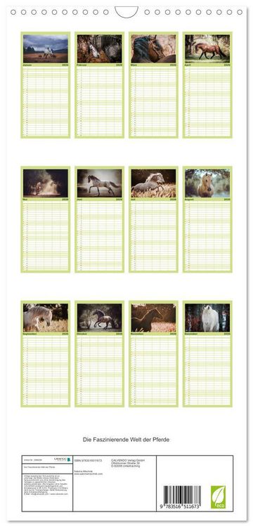 Produktbild: Familienplaner 2026 - Die Faszinierende Welt der Pferde mit 5 Spalten (Wandkalender, 21 x 45 cm) CALVENDO