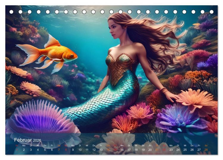 Produktbild: Meerjungfrauen in mystischen Unterwasserwelten (Tischkalender 2026 DIN A5 quer), CALVENDO Monatskalender