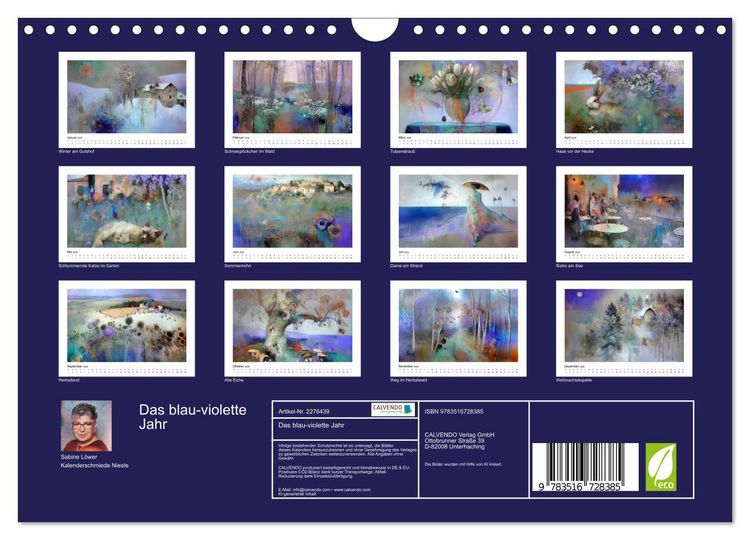 Produktbild: Das blau-violette Jahr (Wandkalender 2026 DIN A4 quer), CALVENDO Monatskalender