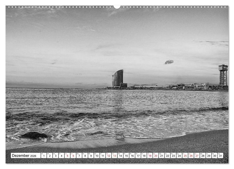 Produktbild: Barcelona Schwarz / Wei&szlig; Impressionen (Wandkalender 2026 DIN A2 quer), CALVENDO Monatskalender