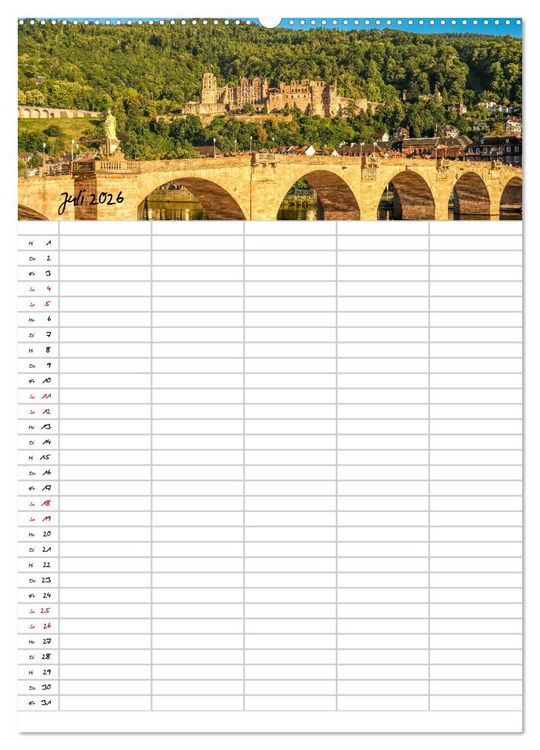 Produktbild: Heidelberger Familienkalender (Wandkalender 2026 DIN A2 hoch), CALVENDO Monatskalender