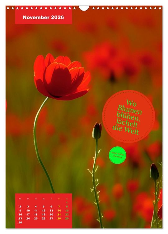 Produktbild: Verr&uuml;ckt nach BLUMEN Artwork - Farben - Zitate (Wandkalender 2026 DIN A3 hoch), CALVENDO Monatskalender