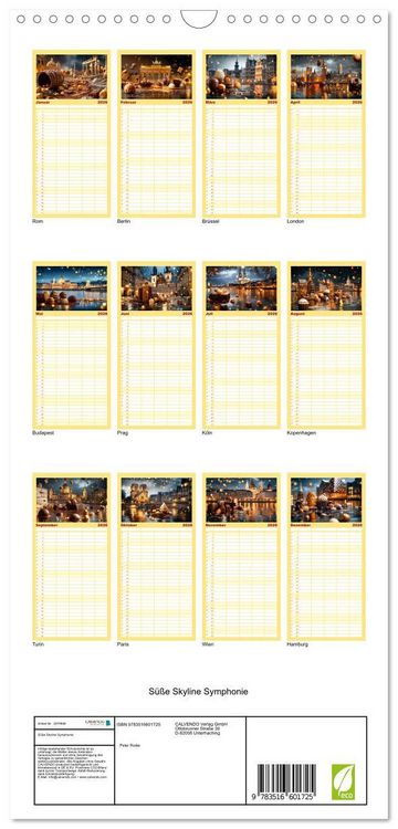 Produktbild: Familienplaner 2026 - S&uuml;&szlig;e Skyline Symphonie mit 5 Spalten (Wandkalender, 21 x 45 cm) CALVENDO