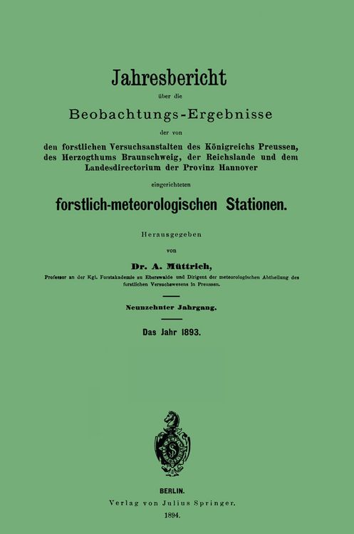 Produktbild: Jahresbericht &uuml;ber die Beobachtungs - Ergebnisse