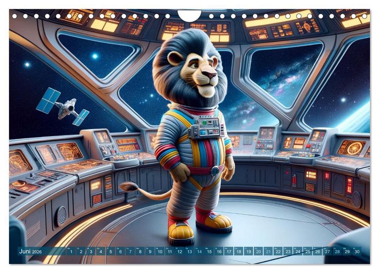 Produktbild: Tierische Raumfahrer: Durch das Universum mit Fell und Feder (Wandkalender 2026 DIN A4 quer), CALVENDO Monatskalender