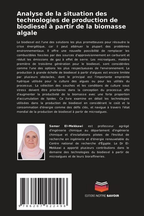 Produktbild: Analyse de la situation des technologies de production de biodiesel &agrave; partir de la biomasse algale