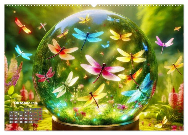 Produktbild: Libellen in einer Glaskugel (hochwertiger Premium Wandkalender 2026 DIN A2 quer), Kunstdruck in Hochglanz