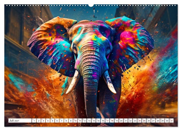 Produktbild: Farbsplash in der Tierwelt (hochwertiger Premium Wandkalender 2027 DIN A2 quer), Kunstdruck in Hochglanz