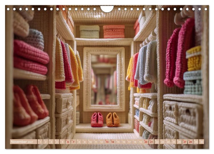 Produktbild: Amigurumi Wohnwelten. Textiles Interior Design mit Charme (Wandkalender 2027 DIN A4 quer), CALVENDO Monatskalender