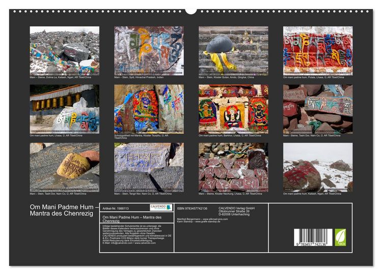 Produktbild: Om Mani Padme Hum &ndash; Mantra des Chenrezig (hochwertiger Premium Wandkalender 2026 DIN A2 quer), Kunstdruck in Hochglanz