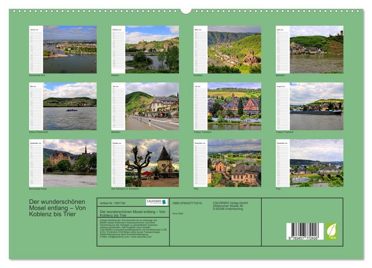Produktbild: Der wundersch&ouml;nen Mosel entlang &ndash; Von Koblenz bis Trier (hochwertiger Premium Wandkalender 2026 DIN A2 quer), Kunstdruck in Hochglanz