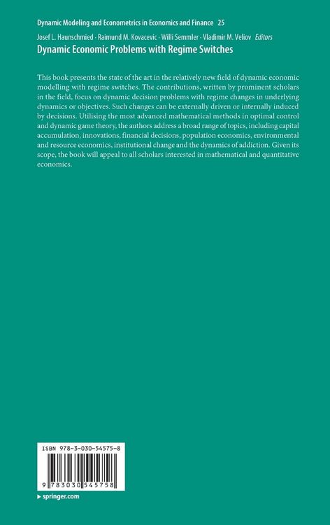 Produktbild: Dynamic Economic Problems with Regime Switches