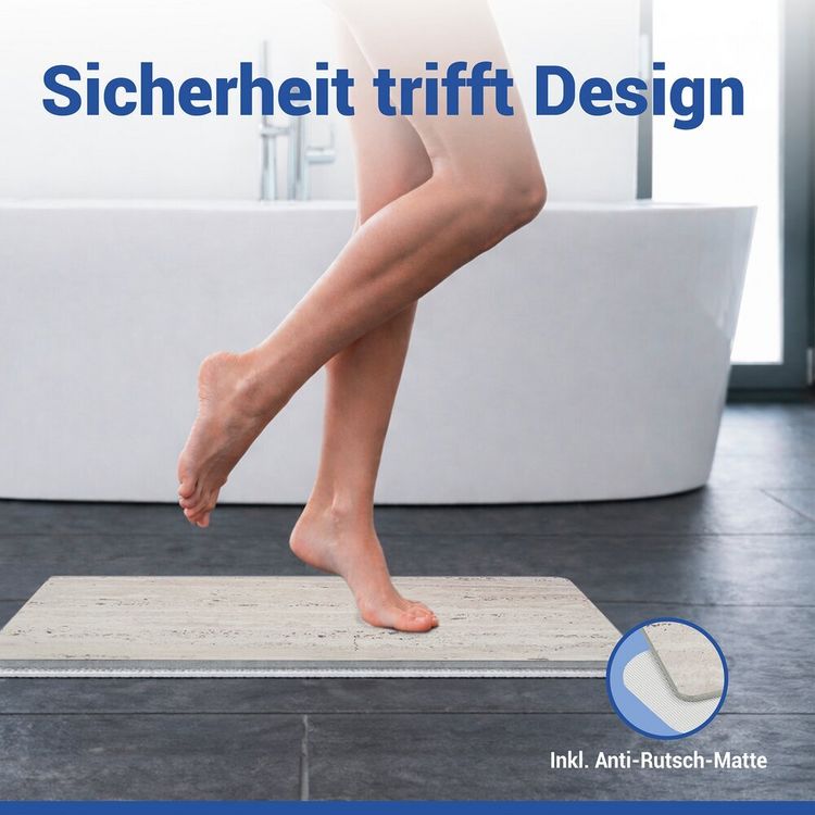 Produktbild: Diatomit Badematte Mod. Puna Beige, 60 x 39 cm, schnelltrocknend und rutschsicher