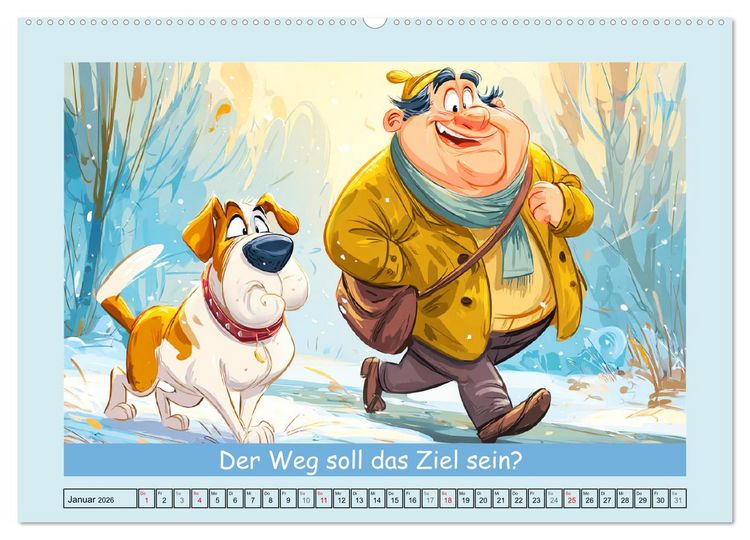 Produktbild: Hund und Herrchen. Zu zweit allein im Chaos (hochwertiger Premium Wandkalender 2026 DIN A2 quer), Kunstdruck in Hochglanz