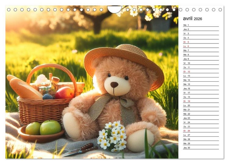 Produktbild: Un voyage enchant&eacute; au pays des oursons -Des oursons cr&eacute;&eacute;s par l'IA (Calendrier mural 2026 DIN A4 vertical), CALVENDO calendrier mensuel